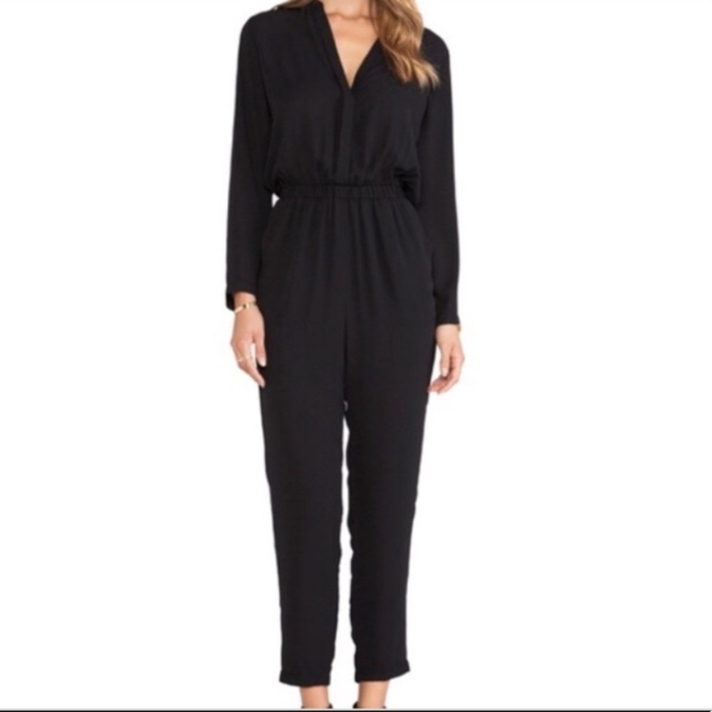 Black Chiffon Long Sleeved Jumpsuit